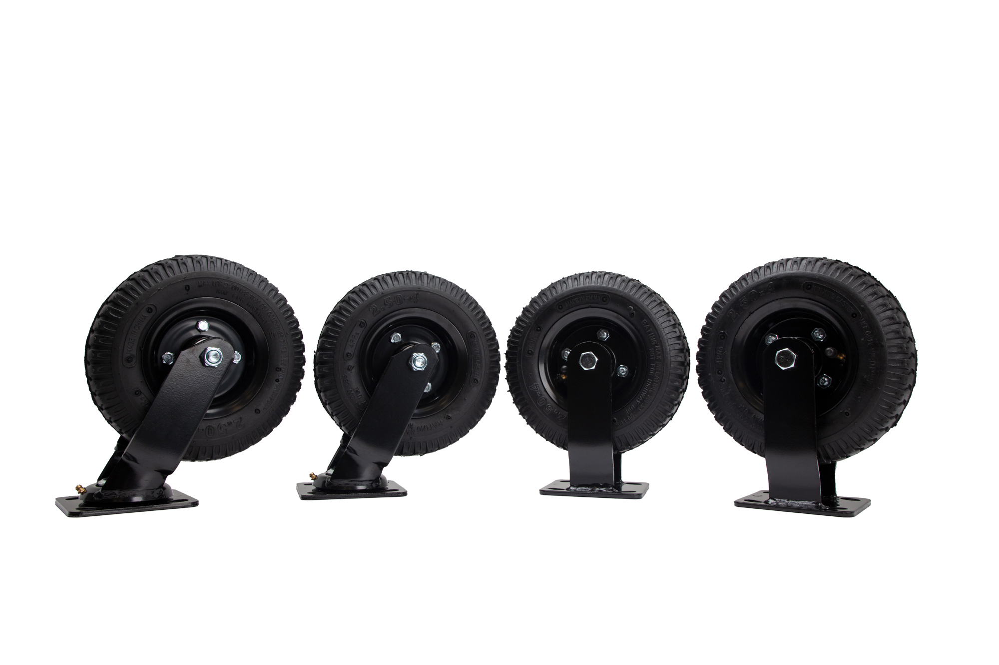 Pneumatic Black Powder Coat Bellman's Cart Wheels 